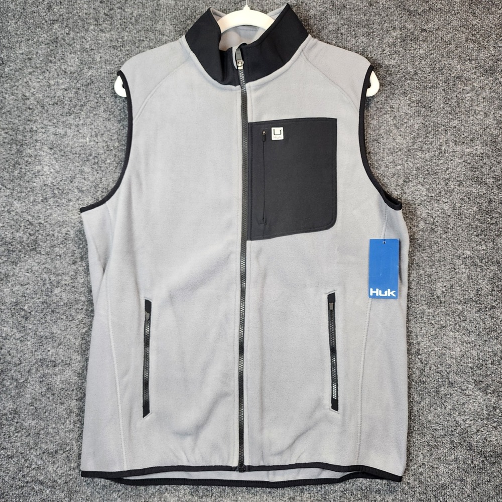 NWT Huk Coastline Men's Fishing Gorpcore Outdoor Fleece Full‎ Zip Vest Size M - Picture 2 of 7